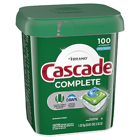 Cascade Complete Dishwasher Pods, Dishwasher Detergent, Dish Detergent Tab Tablets, Fresh, 100 Count~$18.69 After Coupon & S&S @ Amazon