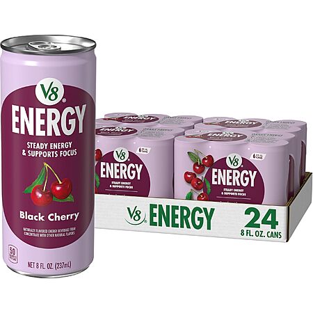 V8 Energy Black Cherry Energy Drink, 8 fl oz Can (24 Pack)~$13.19 After Coupon & S&S @ Amazon