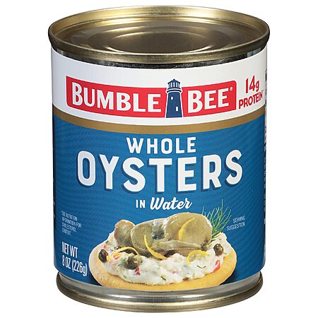 Bumble Bee Premium Select Whole Canned Oysters, 8 oz Can - Ready to Eat - 14g Protein per Serving - Gluten Free~$2.74 With S&S @ Amazon