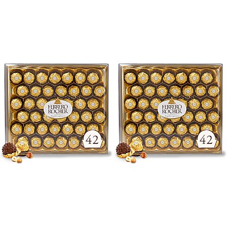 Ferrero Rocher Premium Gourmet Milk Chocolate Hazelnut, Individually Wrapped Candy for Gifting, 42 Count (Pack of 2)~$31.96 @ Amazon