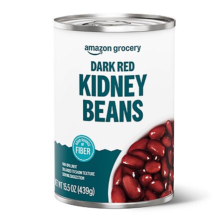 Amazon Grocery Canned Dark Red Kidney Beans, Good Source of Fiber, 15.5 oz (Previously Amazon Fresh, Packaging May Vary)~$0.79 @ Amazon
