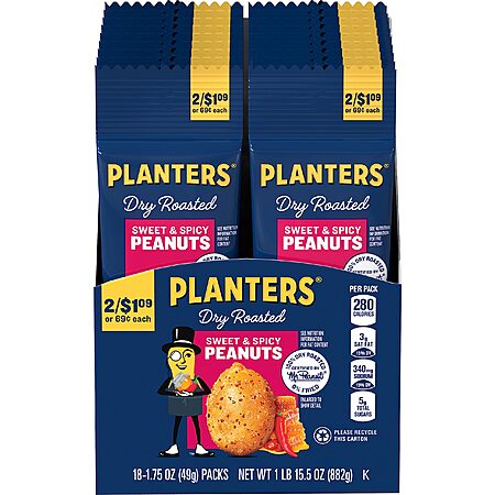 PLANTERS Sweet and Spicy Peanuts, Dry Roasted Peanuts, Spicy Nuts, Nuts ...