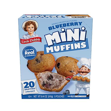 Little Debbie Blueberry Mini Muffins, 20 Total In 5 Pouches, 8.44 OZ Box~$2.37 With S&S @ Amazon (2 replies)