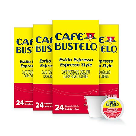 Café Bustelo Espresso Style Dark Roast, Single Serve Coffee Pods, 24 Count (Pack of 4)~$35.32 With S&S @ Amazon