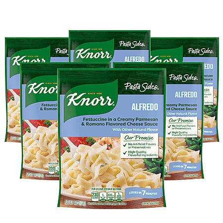 Knorr Pasta Side Dish 6 Count For Delicious Quick Pasta Side Dishes Alfredo Fettuccine No Artificial Flavors or Preservatives 4.4 oz~$5.70 With S&S @ Amazon