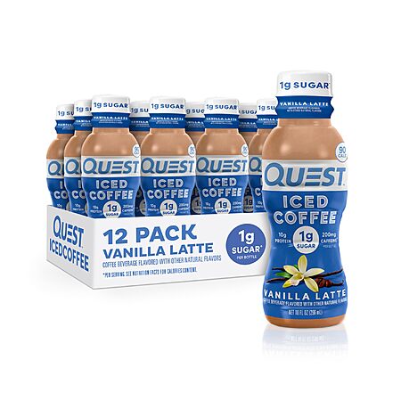 Quest Nutrition Iced Coffee, Vanilla Latte, 1g of Sugar, 10g of Protein, 90 calories, 200mg of caffeine, 12 Count~$18.45 After Coupon & S&S @ Amazon