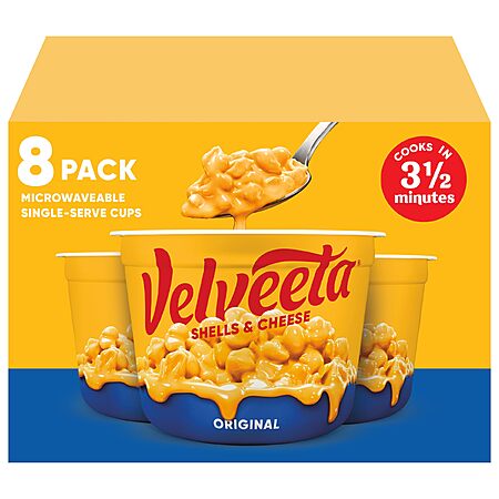 Velveeta Shells and Cheese Mac and Cheese, 8 Cups, for Easy Snacks or Dinner Sides, Original Flavor, 2.39 oz~$6.28 After Coupon & S&S @ Amazon