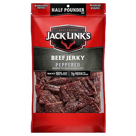Jack Link's Beef Jerky, Peppered, Half Pounder Large Jerky Bag - Flavorful Meat Snack, Ready to Eat Protein Snacks with 9g of Protein per Serving~$9.44 After Coupon & S&S @ Amazon