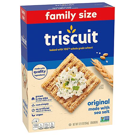 Triscuit Original Whole Grain Wheat Crackers, Vegan Crackers, Healthy Snacks, Lunch Snacks, Family Size, 12.5 oz~$2.18 After Coupon & S&S @ Amazon