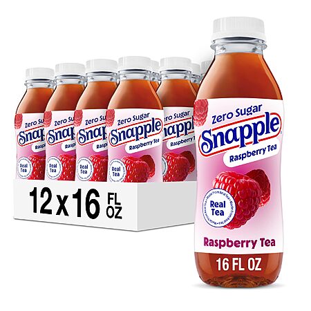 Snapple Zero Sugar Raspberry Tea, 16 fl oz recycled plastic bottle, Pack of 12~$9.99 With S&S @ Amazon