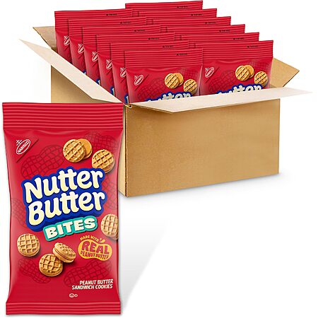 NUTTER BUTTER Bites Peanut Butter Sandwich Cookies, 12 - 3 oz Bags Made with Real Peanut Butter, Certified Kosher~$16.23 With S&S @ Amazon