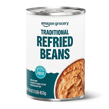 Prime Members: 16-Oz Amazon Grocery Canned Traditional Refried Beans 4 for $2.80 w/ S&S + Free S&H