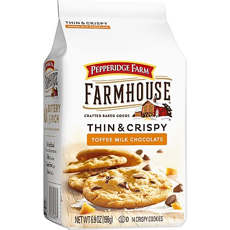 Pepperidge Farm Farmhouse Thin & Crispy Toffee Chocolate Cookies, 6.9 Oz~$3.39 After Coupon & S&S @ Amazon