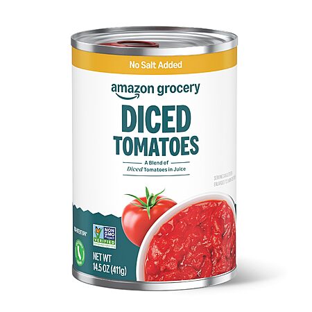 Amazon Grocery, Diced Tomatoes, No Salt Added, 14.5 Oz x 4~$2.93 With Multibuy & S&S @ Amazon