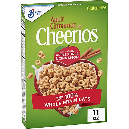 Cheerios Apple Cinnamon Cereal, Gluten Free, Whole Grain Oats, 11 oz~$2.54 With S&S @ Amazon