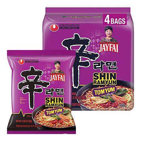 Nongshim Shin Ramyun Jayfai Tom Yum, Instant Ramen 4.33 oz (Pack of 4)~$5.54 @ Amazon