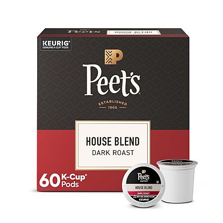 Peet's Coffee Coffee Pods, Dark Roast, House Blend, 60 K Cups~$34.15 With S&S @ Amazon