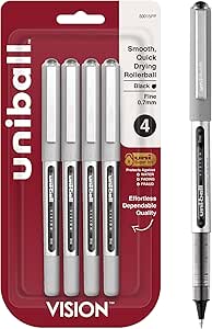 uni-ball Vision Stick Roller Ball Pens, Fine Point, Black Ink, Pack of 4~$7.10 With S&S @ Amazon