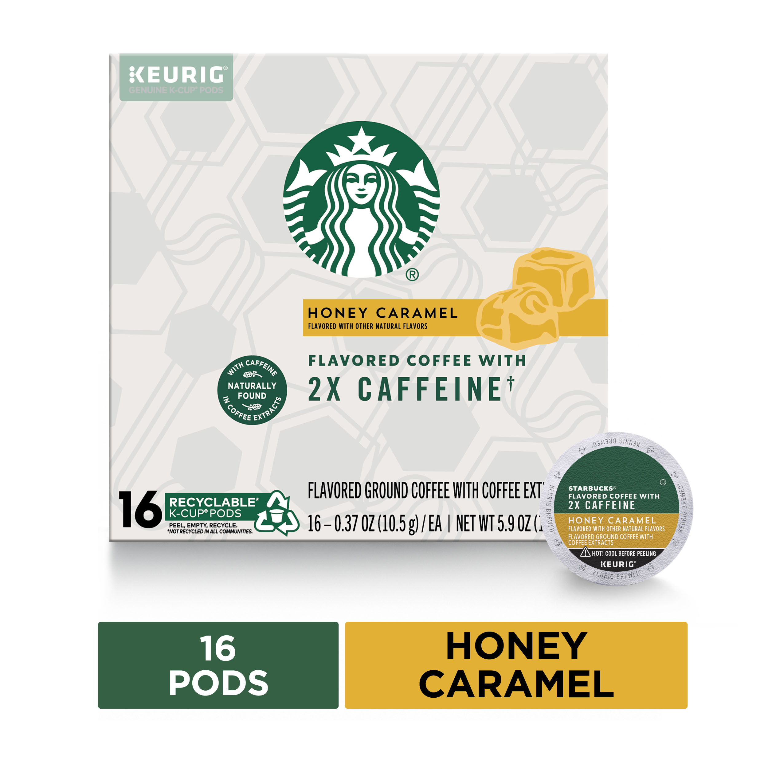 Starbucks Flavored K-Cup Coffee Pods with 2X Caffeine~Honey Caramel for Keurig Brewers~1 box (16 pods) $3.25 @ Walmart B+M~YMMV!