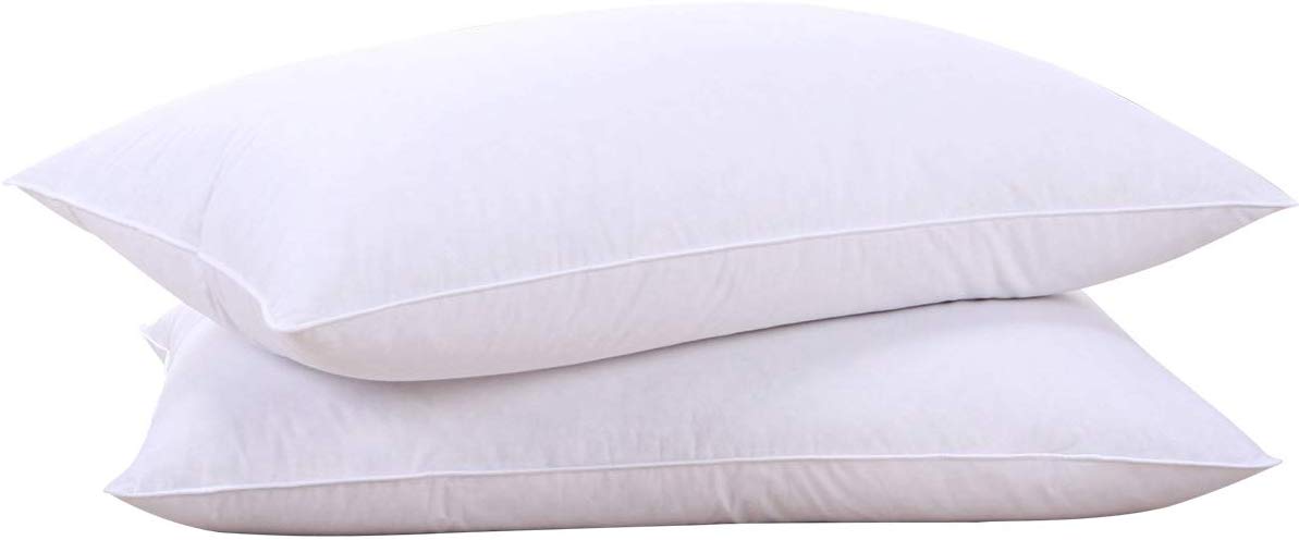 puredown® Natural Goose Down Feather White Pillow Inserts, 100% Egyptian Cotton Fabric Cover Bed Pillows, Set of 2 Standard Size $25.59