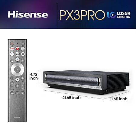 Hisense PX3-PRO Ultra Short Throw Triple Laser Projector, 4K UHD, 80â â 150â, 3,000 Lumens, 3000:1 Contrast, Dolby Vision & Atmos, IMAX Enhanced, 240 High Refresh Rate $2797 (3 replies)