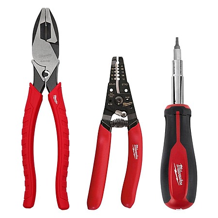 Milwaukee Electrician's Screwdriver, Lineman's Plier & Wire Stripper Hand Tool Kit (3-Piece) Clearance B&M ONLY YMMV $19