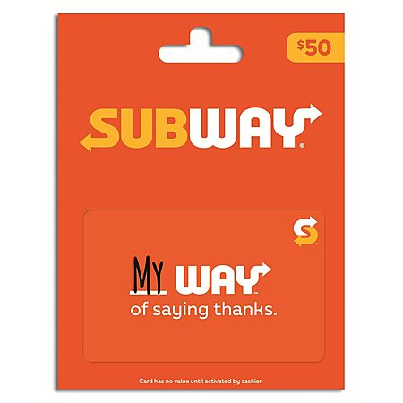 20% Off Subway Gift Cards!