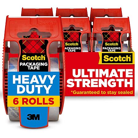 Scotch Heavy Duty Packing Tape, 1.88 in x 800 in, 6 Rolls