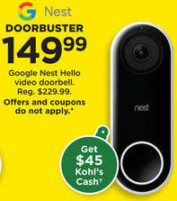 Kohl's Black Friday: Google Nest Hello Video Doorbell + $45 Kohl's Cash for $149.99