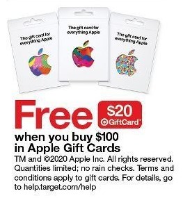 Target Black Friday: Buy $100 in Apple Gift Cards - Get Free $20 Target Gift Card