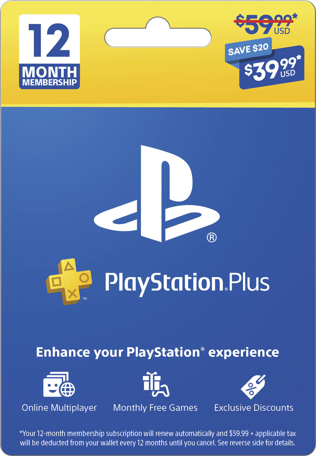 12 Month PlayStation Plus Membership 40 Digital Code