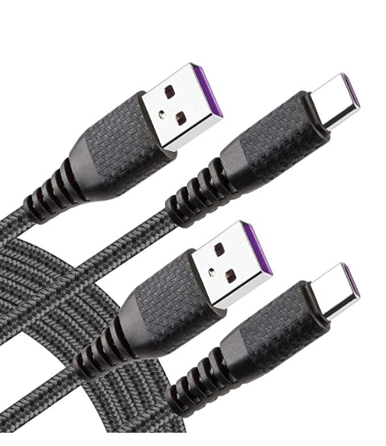 2-Pack 10'  Nylon-Braided USB-C (Black) $5.99