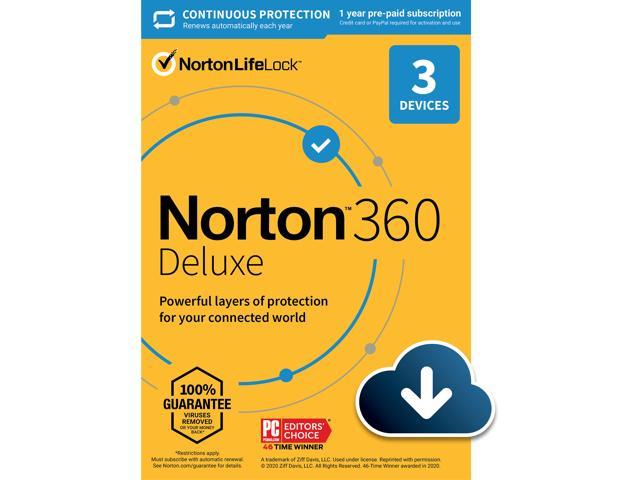 Norton 360 Deluxe - Antivirus software for 3 Devices with Auto Renewal - Includes VPN, PC Cloud Backup & Dark Web Monitoring powered by LifeLock [Download] $19.99