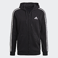 Adidas essential 3 stripes full zip hoodie best sale