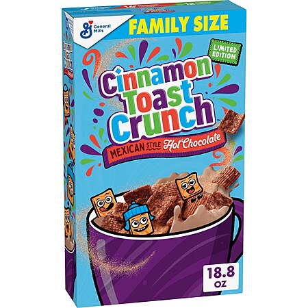 YMMV Cinnamon Toast Crunch Breakfast Cereal, Mexican Style Hot Chocolate, Family Size, Limited Edition, 18.8 oz $1.24
