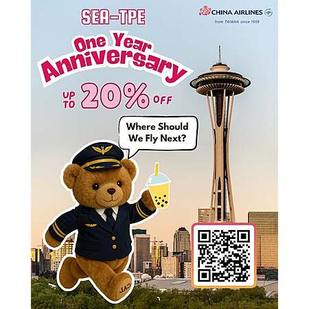Up to 20% Off China Airlines to Asia!