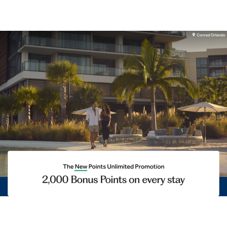 Hilton Honors: Every Qualifying Hotel/Resort Stay through April 30, 2026: 2000 Bonus Points (no limit) (Registration Required)