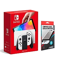 Nintendo Switch OLED Model with 64GB, White, Bundle (Imported Version ) Powever Bundle - $259.99