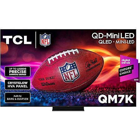 TCL 75 Inch Class QM7K Series | Mini LED QLED 4K HDR | 75QM7K, 2025 Model $999.99 - Amazon with 10% back on Prime Visa