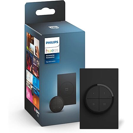 Philips Hue Wall Tap Dial Light Switch, Portable, No-Wire Installation, Black - 1 Pack for $39.54
