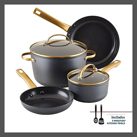 Farberware 8PC Ceramic Aluminum Cookware Set 500 Degree F Forged Induction for $43.99
