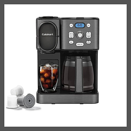 Open Box: Cuisinart 64 oz Coffee Maker Black 2-IN-1 Single-Serve Brewer K-Cup for $84.34