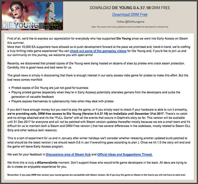 [Indie Gala] Free Game: Die Young (DRM Free)