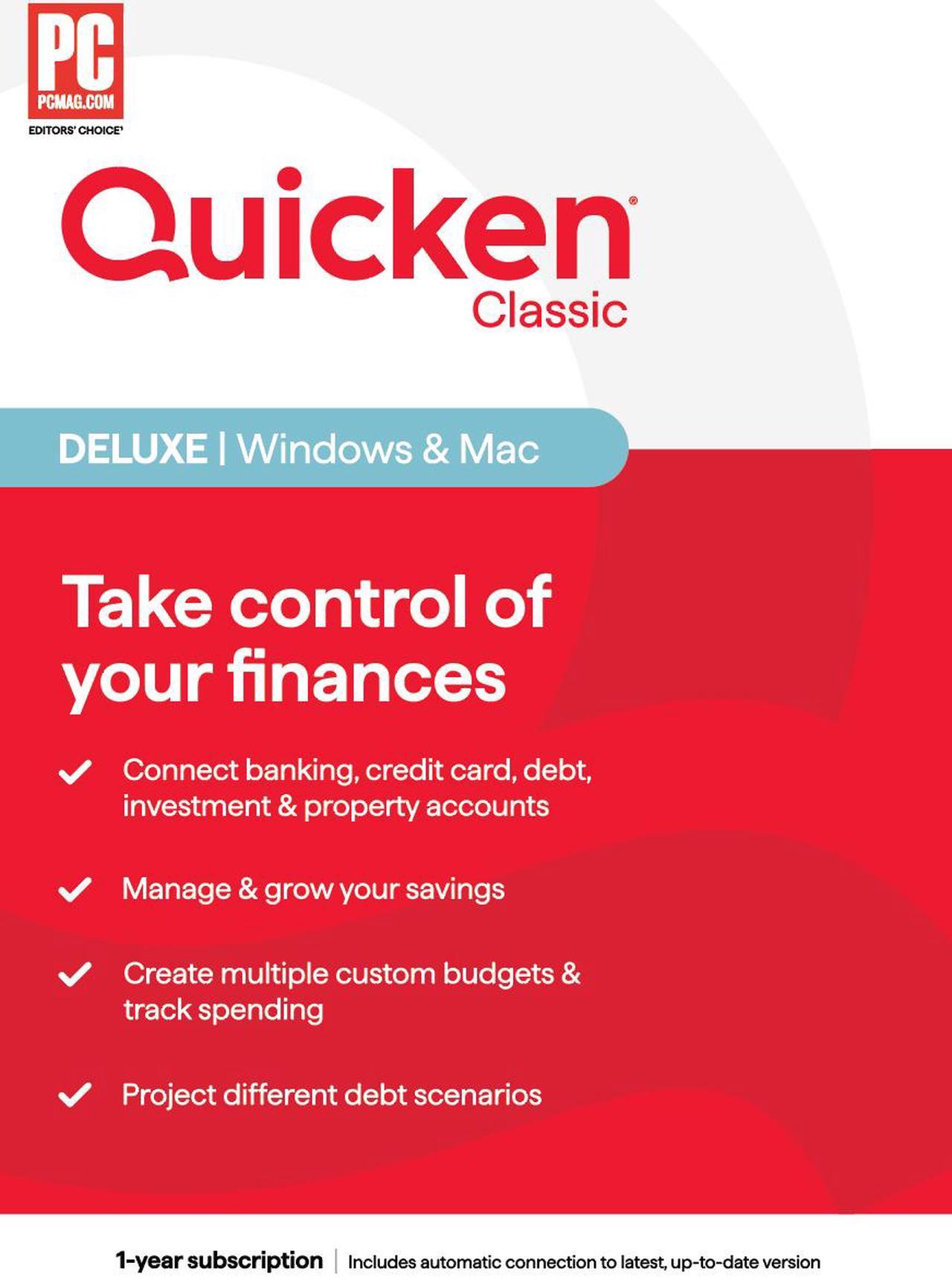 Quicken Classic Deluxe - 1 Year Subscription (Windows/Mac) [Key Card] $4.94 off w/ promo code SAVNW222, limited offer $36.99