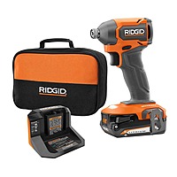 RIDGID 18V SubCompact Brushless Cordless Impact Driver Kit with 2.0 Ah Battery, Charger, and Tool Bag $99