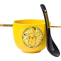 Silver Buffalo Pokemon Pikachu Electric Ceramic Ramen Noodle Rice Bowl with Chopsticks and Spoon, Microwave Safe, 20 Ounces $9.98