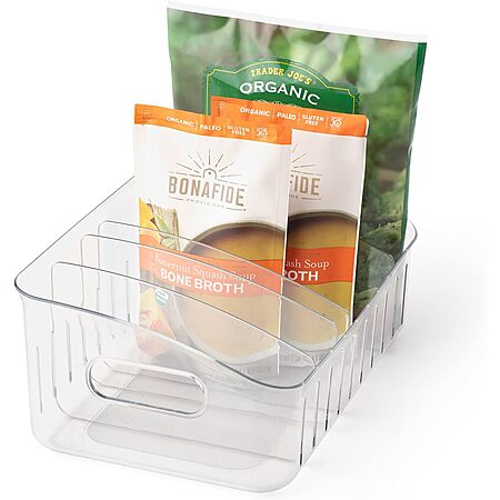 YouCopia FreezeUp 12-inch clear freezer bin with dividers