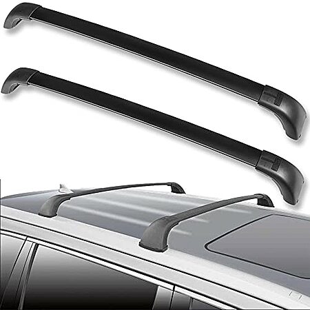 ROKIOTOEX Roof Rack Crossbars For 2014-2019 Toyota Highlander – Aluminum Black Bars, Fits XLE/SE/Limited/Premium With Side Rails