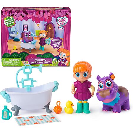 Vida The Vet Juno's Bubble Bath Pack - Toy Figures With Color-Changing Hippo & Doctor Accessories