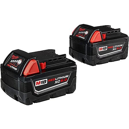 2 pack Milwaukee 4M18 REDLITHIUM XC 5 Ah Lithium-Ion Extended Capacity Battery, $99.99 or as low as $86.98, FS for Prime, Woot!